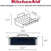 imageKitchenAid Hard Anodized Roasting PanRoaster with Removable Rack 13 Inch x 1575 Inch Matte BlackRoaster 13 x 1575