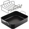 imageKitchenAid Hard Anodized Roasting PanRoaster with Removable Rack 13 Inch x 1575 Inch Matte BlackRoaster 13 x 1575