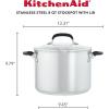 imageKitchenAid Stainless Steel Stockpot with Measuring Marks and Lid 8 Quart Brushed Stainless SteelBrushed Stainless Steel