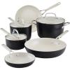 imageKitchenAid Hard Anodized Ceramic 9Piece Nonstick Cookware Set  Includes Fry Pans Saucepan Stockpot Durable Even Heating Oven Safe to 500F PistachioMatte Black