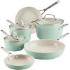 imageKitchenAid Hard Anodized Ceramic 9Piece Nonstick Cookware Set  Includes Fry Pans Saucepan Stockpot Durable Even Heating Oven Safe to 500F PistachioPistachio