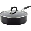 imageKitchenAid Hard Anodized Nonstick SauteFry Pan with Lid 3 Quart Onyx BlackOnyx Black