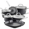 imageKitchenAid Hard Anodized Roasting PanRoaster with Removable Rack 13 Inch x 1575 Inch Matte BlackCookware Set 10 Piece