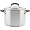 imageKitchenAid Stainless Steel Stockpot with Measuring Marks and Lid 8 Quart Brushed Stainless SteelBrushed Stainless Steel