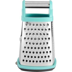 imageKitchenAid Gourmet 4Sided Stainless Steel Box Grater for Fine Medium and Coarse Grate and Slicing Detachable 3 Cup Storage Container and Measurment Markings Dishwasher Safe 10 inches tall AquaAqua Sky