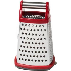 imageKitchenAid Gourmet 4Sided Stainless Steel Box Grater for Fine Medium and Coarse Grate and Slicing Detachable 3 Cup Storage Container and Measurment Markings Dishwasher Safe 10 inches tall AquaEmpire Red
