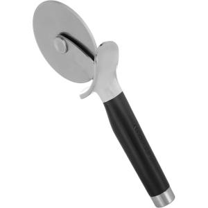 imageKitchenAid Gourmet Stainless Steel Pizza Wheel with Sharp Blade to Easily Cutting Pizza Crusts Pies and more Finger Guard for Safety and Comfort Grip to Protect Fingers Dishwasher Safe BlackMatte Black