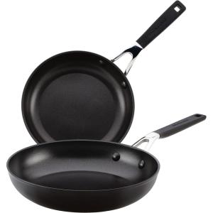 imageKitchenAid Hard Anodized Nonstick Frying PansSkillet Set 825 Inch and 10 Inch Onyx BlackOnyx Black