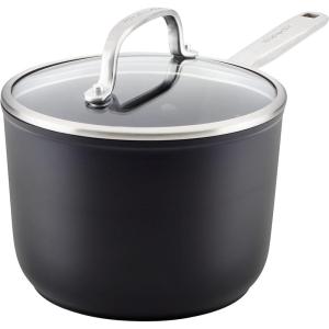 imageKitchenAid Hard Anodized Roasting PanRoaster with Removable Rack 13 Inch x 1575 Inch Matte BlackSaucepan 2 Quart