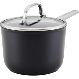 imageKitchenAid Hard Anodized Roasting PanRoaster with Removable Rack 13 Inch x 1575 Inch Matte BlackSaucepan 3 Quart