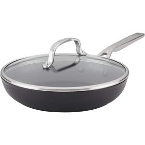 imageKitchenAid Hard Anodized Roasting PanRoaster with Removable Rack 13 Inch x 1575 Inch Matte BlackSkillet with Lid 10