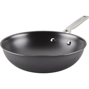 imageKitchenAid NITRO Carbon Steel Frying PanSkillet Stainless Steel Handle Compatible with All Cooktops 12 Inch Fry Pan with Side Handle  BlackWok 10 Inch
