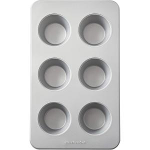 imageKitchenAid Nonstick Aluminized Steel Mega Muffin Pan 6Cup SilverSilver