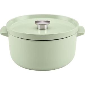 imageKitchenAid Seasoned Cast Iron Dutch OvenCasserole 6 Quart  BlackPistachio