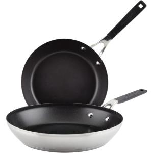 imageKitchenAid Stainless Steel Nonstick Frying PanSkillet 8 Inch Brushed Stainless SteelBrushed Stainless Steel