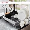 imageKitchenAid Full Size Rust Resistant Expandable Dish Rack with Angled Self Draining Drainboard 24Inch BlackBlack