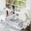 imageKitchenAid Full Size Rust Resistant Expandable Dish Rack with Angled Self Draining Drainboard 24Inch BlackWhite