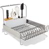 imageKitchenAid Full Size Rust Resistant Expandable Dish Rack with Angled Self Draining Drainboard 24Inch BlackWhite