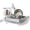 imageKitchenAid Full Size Rust Resistant Expandable Dish Rack with Angled Self Draining Drainboard 24Inch BlackWhite