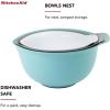 imageKitchenAid Universal Nesting Plastic Mixing Bowls Set Of 3 25 quart 35 quart 45 quart Non Slip Base with Easy Pour Spout to Reduce Mess Dishwasher Safe Aqua Sky White GrayAqua Sky White Gray