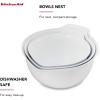 imageKitchenAid Universal Nesting Plastic Mixing Bowls Set Of 3 25 quart 35 quart 45 quart Non Slip Base with Easy Pour Spout to Reduce Mess Dishwasher Safe Aqua Sky White GrayWhite