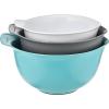 imageKitchenAid Universal Nesting Plastic Mixing Bowls Set Of 3 25 quart 35 quart 45 quart Non Slip Base with Easy Pour Spout to Reduce Mess Dishwasher Safe Aqua Sky White GrayAqua Sky White Gray