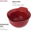 imageKitchenAid Universal Nesting Plastic Mixing Bowls Set Of 3 25 quart 35 quart 45 quart Non Slip Base with Easy Pour Spout to Reduce Mess Dishwasher Safe Aqua Sky White GrayRed