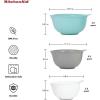 imageKitchenAid Universal Nesting Plastic Mixing Bowls Set Of 3 25 quart 35 quart 45 quart Non Slip Base with Easy Pour Spout to Reduce Mess Dishwasher Safe Aqua Sky White GrayAqua Sky White Gray
