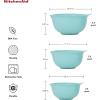 imageKitchenAid Universal Nesting Plastic Mixing Bowls Set Of 3 25 quart 35 quart 45 quart Non Slip Base with Easy Pour Spout to Reduce Mess Dishwasher Safe Aqua Sky White GrayAqua Sky