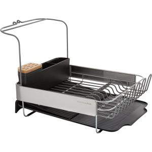 imageKitchenAid Full Size Rust Resistant Expandable Dish Rack with Angled Self Draining Drainboard 24Inch BlackBlack