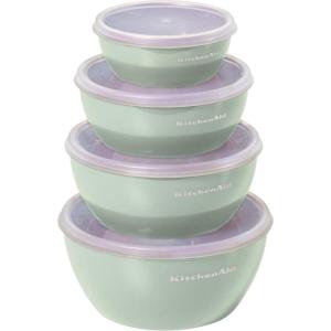 imageKitchenAid Thermoplastic RubberPrep Bowls with Lids Set of 4 Pistachio32 oz