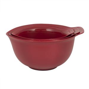 imageKitchenAid Universal Nesting Plastic Mixing Bowls Set Of 3 25 quart 35 quart 45 quart Non Slip Base with Easy Pour Spout to Reduce Mess Dishwasher Safe Aqua Sky White GrayRed