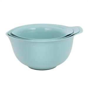 imageKitchenAid Universal Nesting Plastic Mixing Bowls Set Of 3 25 quart 35 quart 45 quart Non Slip Base with Easy Pour Spout to Reduce Mess Dishwasher Safe Aqua Sky White GrayAqua Sky