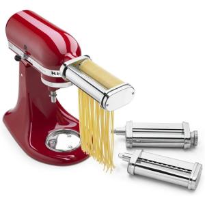 imageKitchenAid KSMPRA Stand Mixer Attachment Pasta Roller ampamp Cutter 3Piece Set Stainless SteelPasta Roller  Cutter