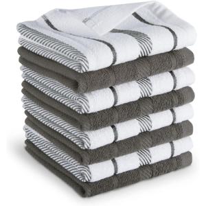 imageKitchenAid Albany Dishcloth 8 Pack Set Passion RedWhite 12quotx12quotCharcoal GreyWhite