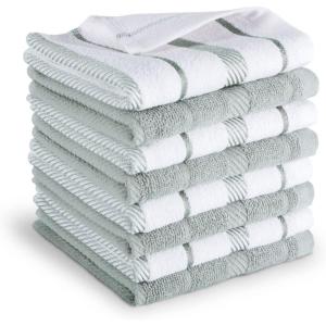 imageKitchenAid Albany Dishcloth 8 Pack Set Passion RedWhite 12quotx12quotMatte GreyWhite