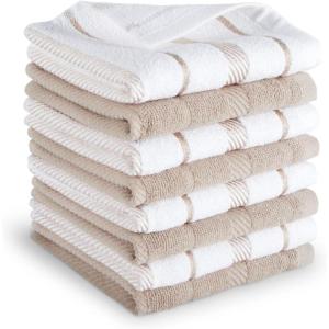 imageKitchenAid Albany Dishcloth 8 Pack Set Passion RedWhite 12quotx12quotMilkshakeWhite