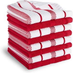 imageKitchenAid Albany Dishcloth 8 Pack Set Passion RedWhite 12quotx12quotPassion RedWhite