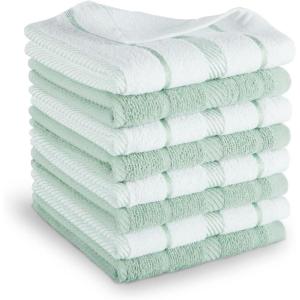 imageKitchenAid Albany Dishcloth 8 Pack Set Passion RedWhite 12quotx12quotPistachioWhite