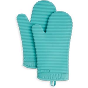 imageKitchenAid Ribbed Soft Silicone Oven Mitt Set Smoked Paprika 2 CountAqua Sky