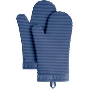 imageKitchenAid Ribbed Soft Silicone Oven Mitt Set Smoked Paprika 2 CountBlue Willow