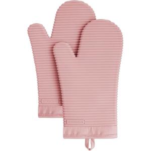 imageKitchenAid Ribbed Soft Silicone Oven Mitt Set Smoked Paprika 2 CountDried Rose