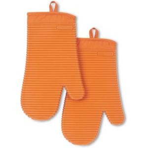 imageKitchenAid Ribbed Soft Silicone Oven Mitt Set Smoked Paprika 2 CountHoney