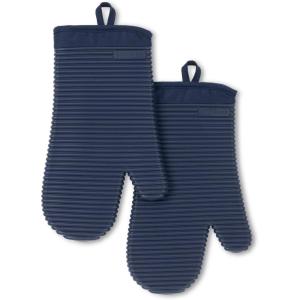 imageKitchenAid Ribbed Soft Silicone Oven Mitt Set Smoked Paprika 2 CountInk Blue