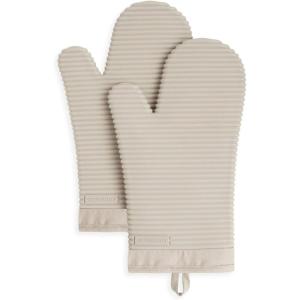 imageKitchenAid Ribbed Soft Silicone Oven Mitt Set Smoked Paprika 2 CountMilkshake Tan