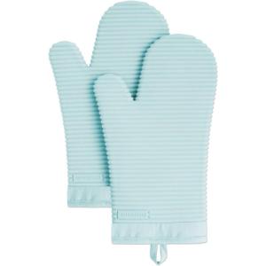 imageKitchenAid Ribbed Soft Silicone Oven Mitt Set Smoked Paprika 2 CountMineral Water Aqua