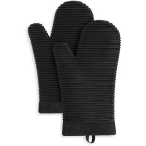 imageKitchenAid Ribbed Soft Silicone Oven Mitt Set Smoked Paprika 2 CountOnyx Black