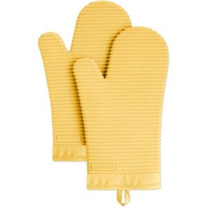 imageKitchenAid Ribbed Soft Silicone Oven Mitt Set Smoked Paprika 2 CountOrange Sorbet