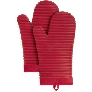 imageKitchenAid Ribbed Soft Silicone Oven Mitt Set Smoked Paprika 2 CountPassion Red