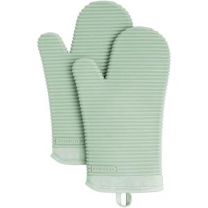 imageKitchenAid Ribbed Soft Silicone Oven Mitt Set Smoked Paprika 2 CountPistachio Green